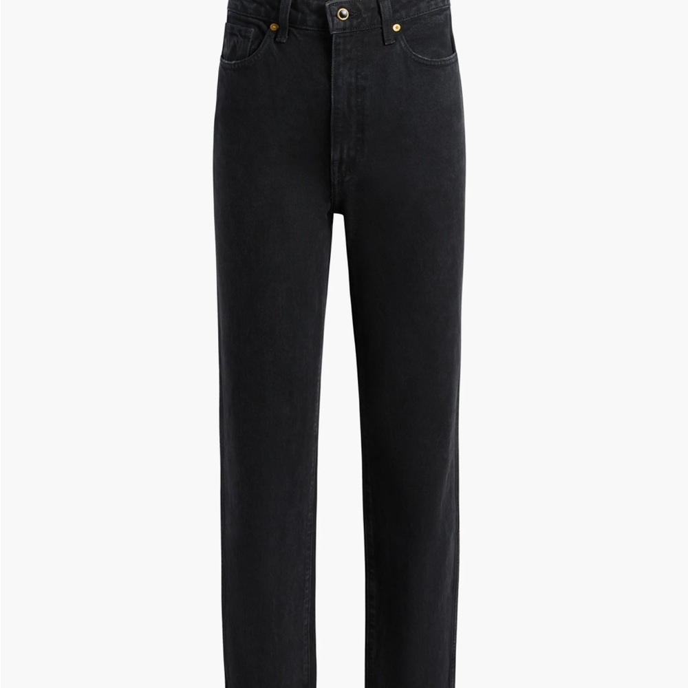 KHAITE Abigail Midnight Black Cropped High-Rise Straight-leg Stretch Jean Sz 25